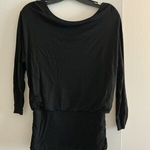 White House Black Market Black 3/4-Sleeve Boatneck Top